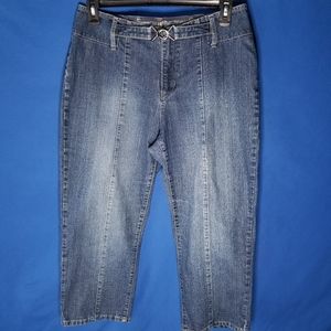 Venezia Women's Fashion Jeans Wide Waistband With Buckle Detail No Pockets